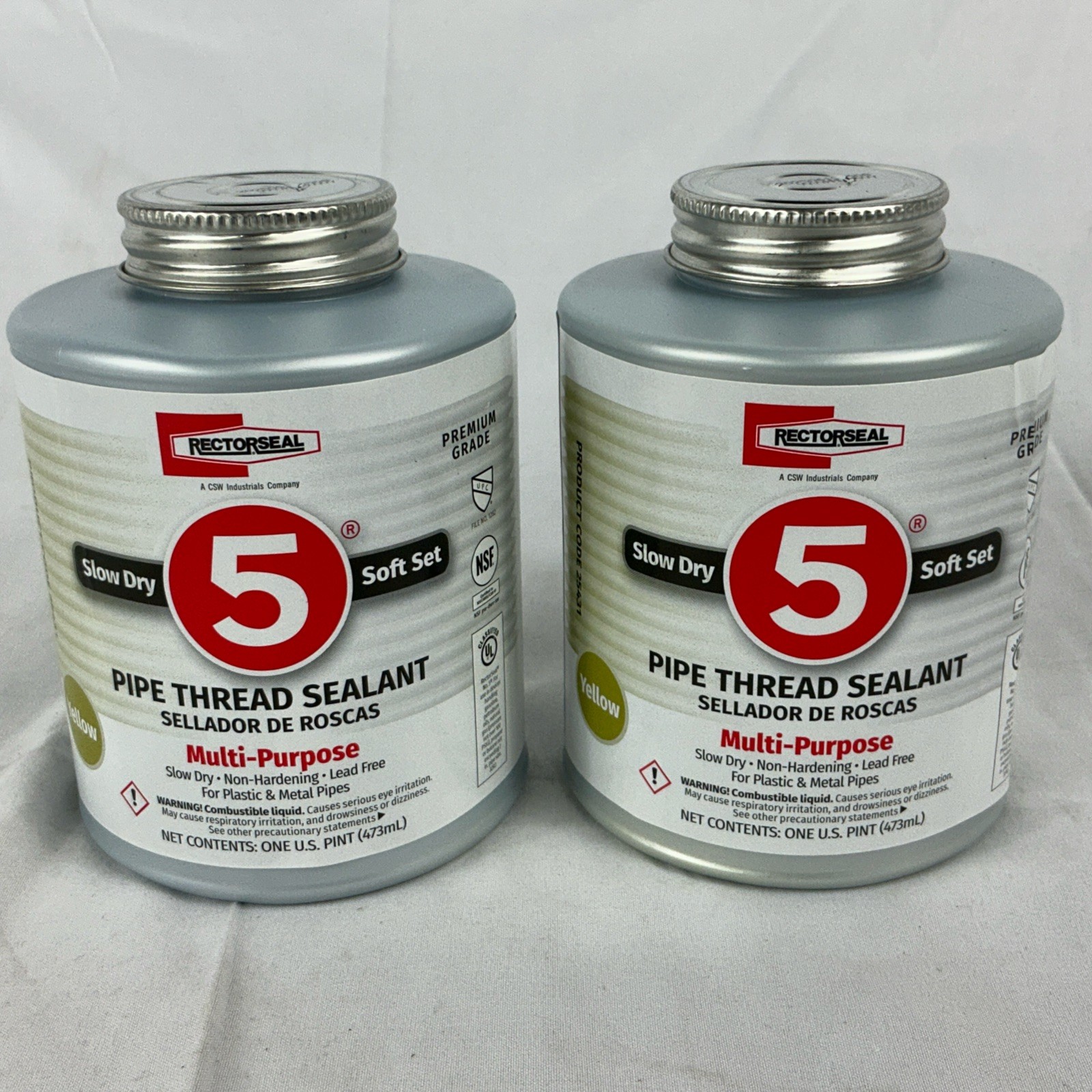 2 RectorSeal 25431 Yellow Mild Odor Multi-Purpose Pipe Thread Sealant 1 Pint