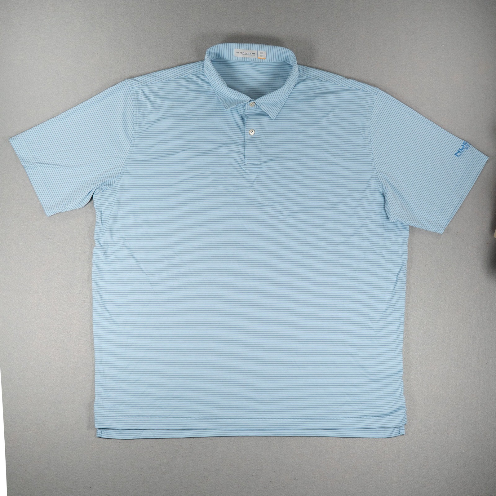 Peter Millar Mens Polo Shirt XXL Featherweight Striped Blue Nucor Utah