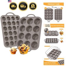 Silicone Muffin Pans 12 Cup Regular 24 Mini Nonstick Baking Set