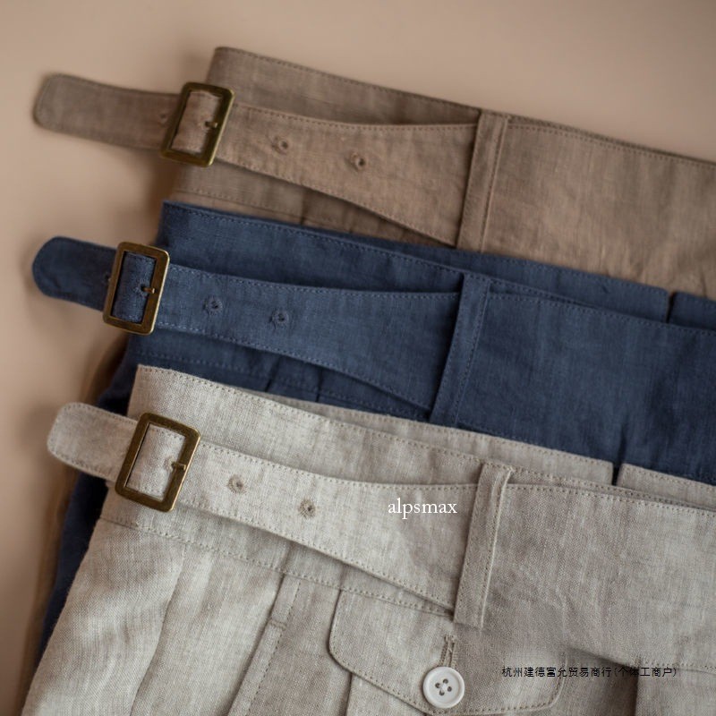 British Retro Loose 9-inch Linen Pants for Men