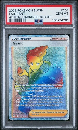 PSA 10 - SWSH Astral Radiance - Grant - 203/189 - Hyper Secret Rare - POP 62