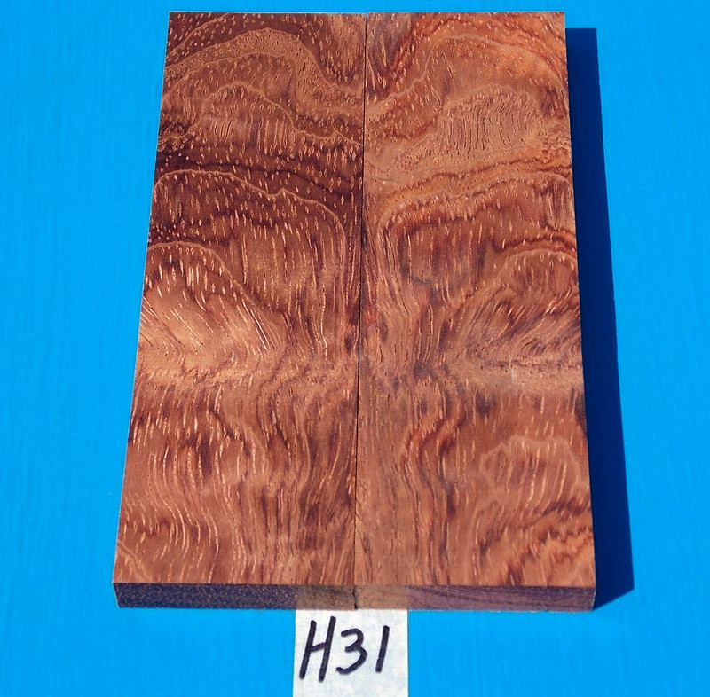 1 PAIR FIGURED BUBINGA KNIFE SCALES~5/16" X 1-1/2" X 5"~EXOTIC WOOD~LUMBER