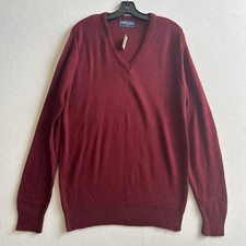 Vintage Robert Bruce Wool Sweater Mens Large V-Neck Burgundy Red Made in USA