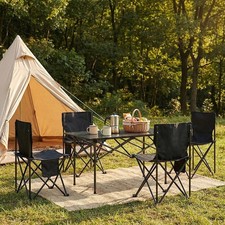Folding Camping Table and Chairs Aluminium Portable Adjustable Picnic Party Desk