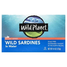 Wild Planet, Wild Sardines In Water, No Salt Added, 4.4 oz (125 g)