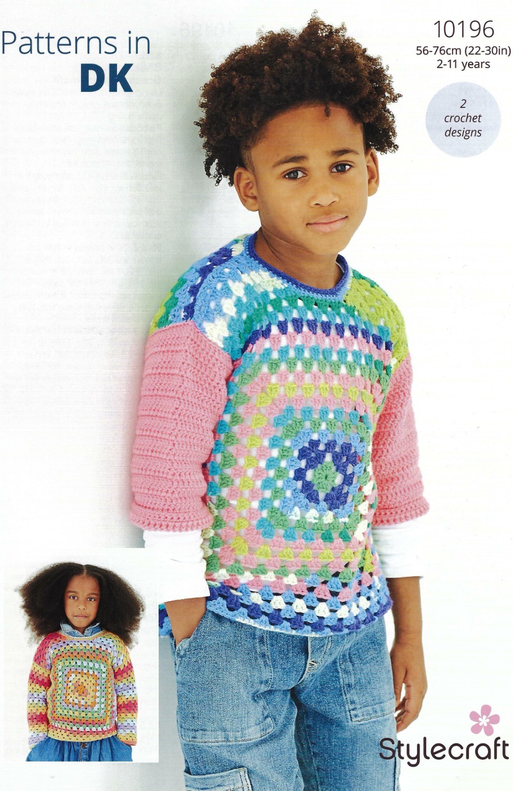 Stylecraft DK Crochet Pattern - 10196 Children's Sweaters (2 Crochet Designs)