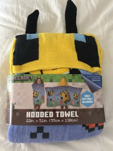 Toalla con capucha Minecraft para niños, toalla de playa de baño para niños, 22x51, algodón nueva #8583 - Imagen 1 de 8