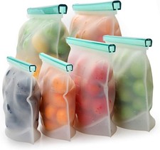 Upgrade Reusable Extra Thick Silicone Food Storage Bags - 6 Pack