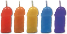 Rainbow Pecker Candles 5 Pack Jasmine Scented Funny Party Cake Decor Gag Gift