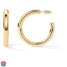 14K Gold Plated Lightweight Chunky Open Hoops for Women  Trendy Gold Hoop Ea...