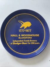 VINTAGE HALL & WOODHOUSE BLANDFORD BADGER BEER METAL ADVERTISING TRAY c1977