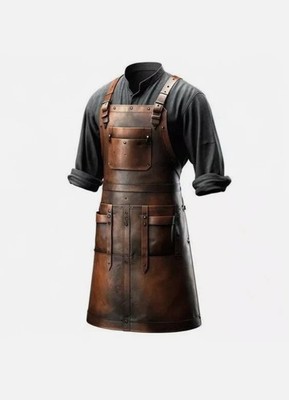 Dark Brown Full Grain Leather Apron - Butcher Apron - Cook Apron - BBQ Apron