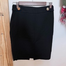 Express Black Pencil Skirt with Gold Button Accents Size 2 - Has Flaws