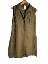 Amilita Shirt Dress Women's Brown Utility Pocket Collared Button Front Size: M