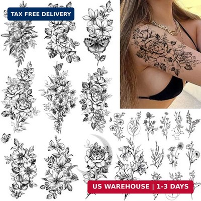 CHARLENT 23 Sheets Flower Temporary Tattoos For Women - Waterproof Realistic Ros