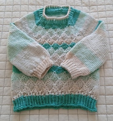   Pullover   ca. Gr. 98     &    handgestrickt, Einzelstück , 100% Acryl