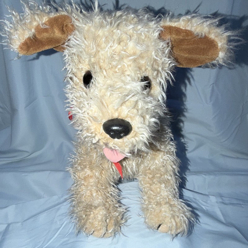 Ty Classic Beanbag Plush Dog Brown & Tan Terrier with Red Ribbon, 1997