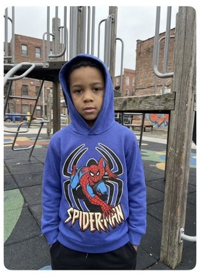 Marvel Spiderman Hoodie Boys Size 8 Color Blue Long Sleeve