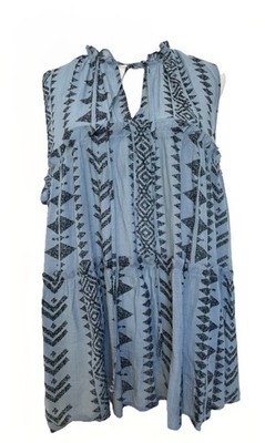 Anthropologie Sleeveless Blue Ruffle Top Perch Blu Pepper 2XL Womens Boho Style
