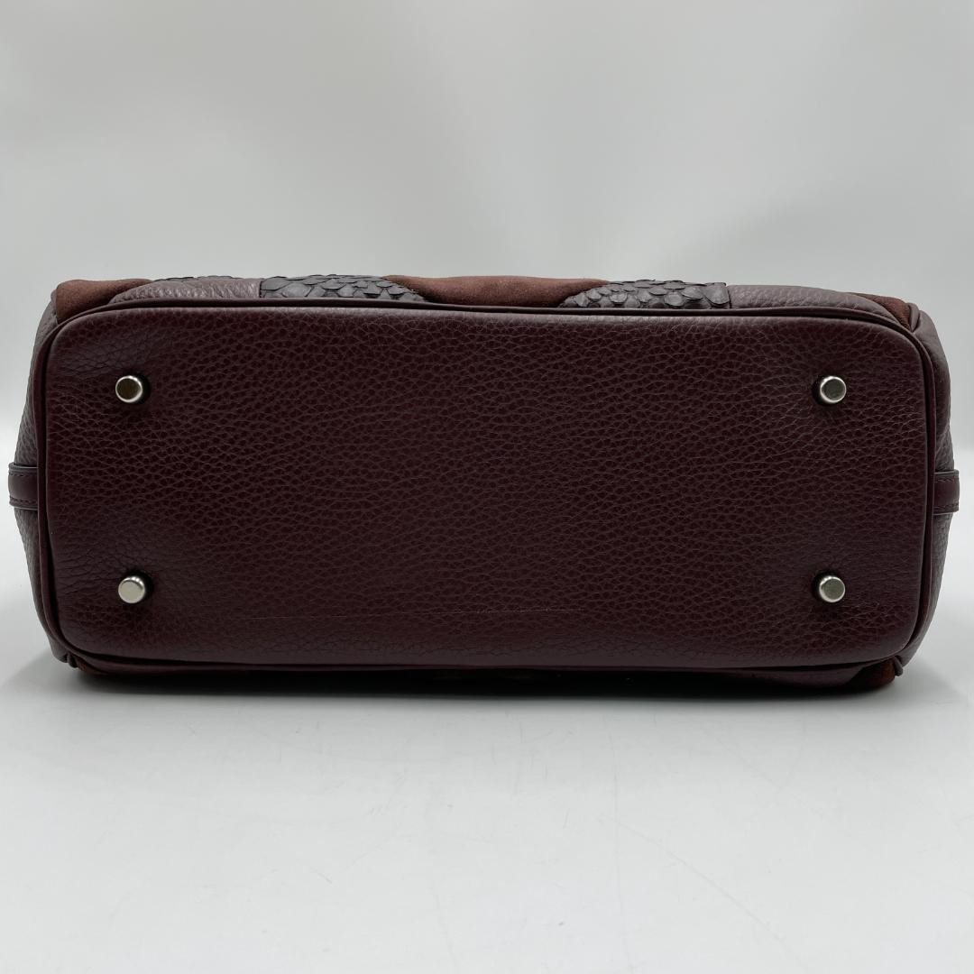 COACH Handbag Leather Brown Patchwork Python Patt… - image 6