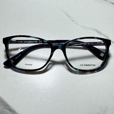 Liz Claiborne L647 Eyeglasses Blue Marbled Acetate Frames 52-16-135 IPR