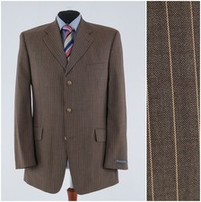 Mens Striped Blazer 44R UK Size MARIO BARUTTI Brown Wool Sport Coat Jacket