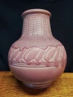 1925 Rookwood Pottery Large 8.5"x7" Vase Mauve Rose Matte Incised Design