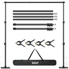 Backdrop Stand, 10 7ft Background Stand Backdrop Frame Banner Stand with Meta...