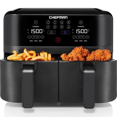 Chefman 9 Quart Dual Air Fryer with Two Baskets and Sync Finish Feature