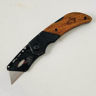#ad #ad 🌟Husky Wood Handle EDC Lockback Pocket Knife Utility Razor Box Cutter NICE $12.77