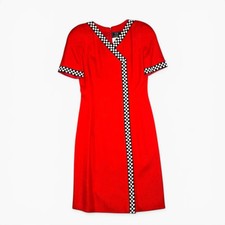 Vintage CH by Carolina Herrera Red Dress with Polka Dot Trim Size 4