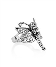 Sterling Silver Filigree Art Women Dragonfly Cocktail Ring