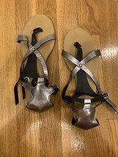 Black/Silver Flat Strappy Gladiator Sandals 7.5