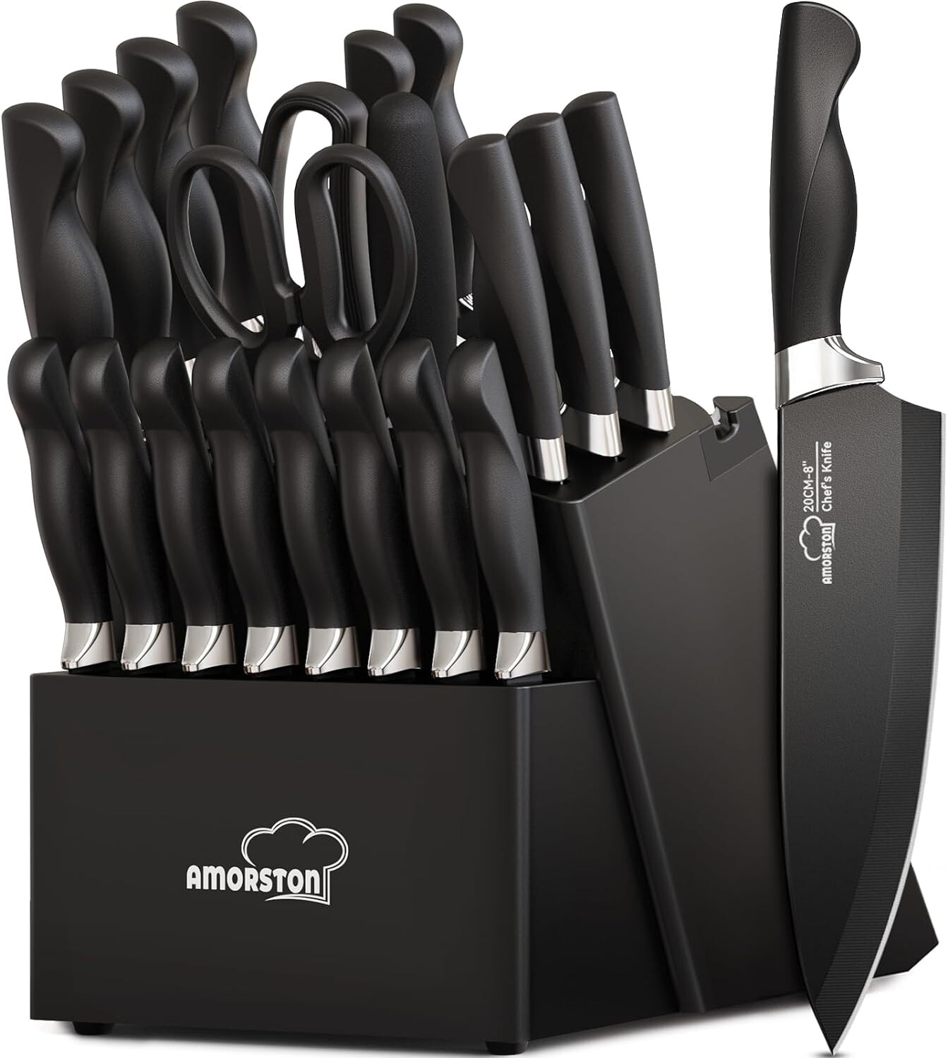 Knife Set, 21 Pcs Knife Sets for Kitchen with Block, Dishwasher Safe-image