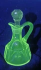 Vtg  Cruet w/Stopper UV Reactive Glass  Green Glow