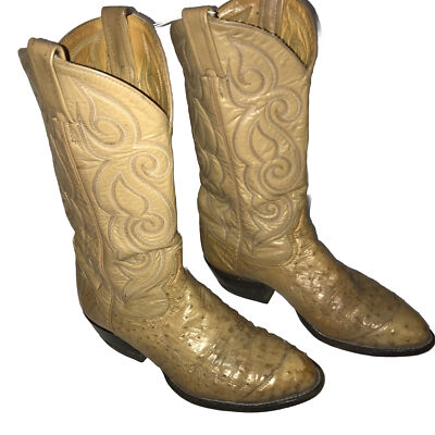 Tony Lama Ostrich Size 8 Off White/Beige Boots Carolina 17 main image 3