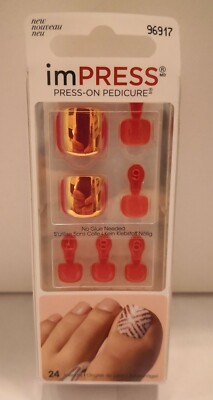 Kiss imPress Press-On Pedicure 24 Toenails Zehennägel Tough Love 96917 NEU OVP