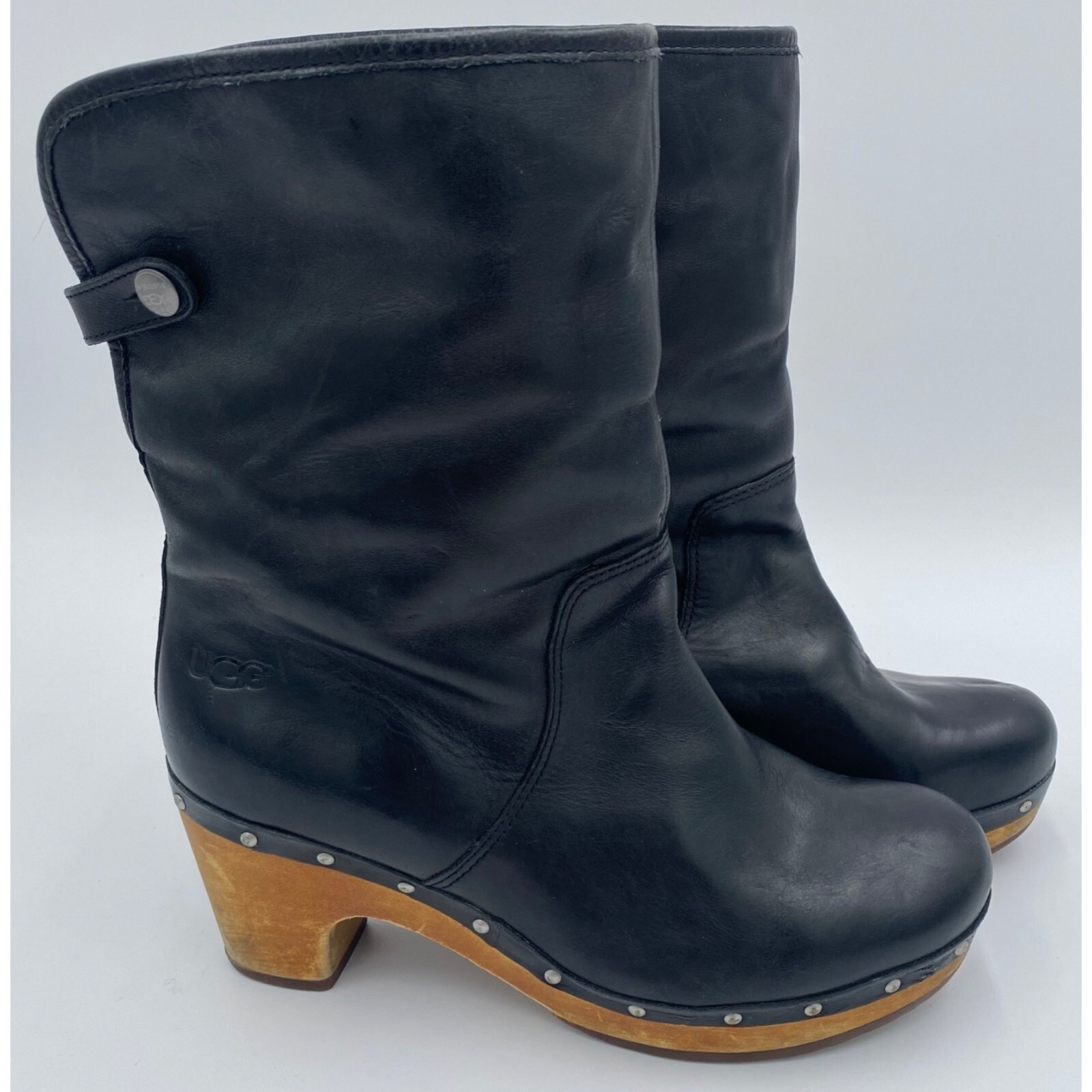 UGG Australia Black Leather Solid Casual Size 7 B… - image 2