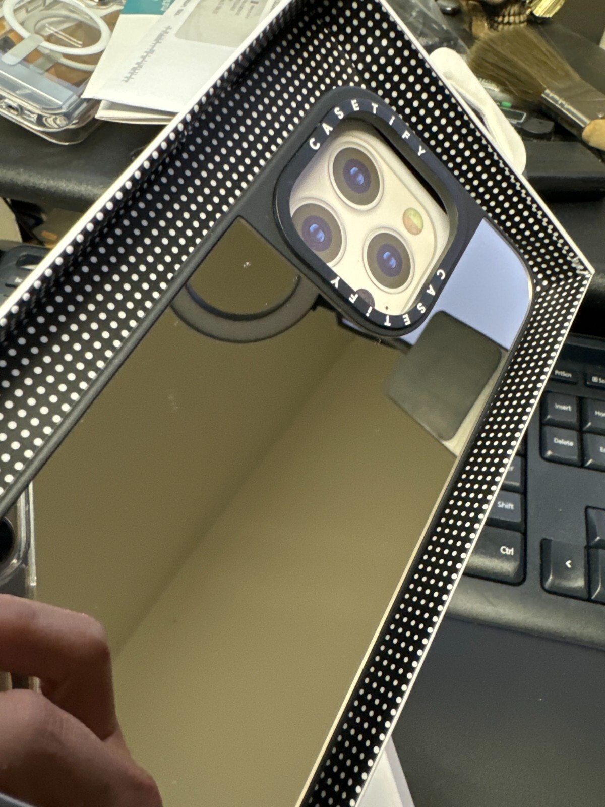 CASETiFY Mirror MagSafe iPhone 15 Pro 6.1 Case Silver Black Bumper-image