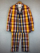 Brooks Brothers Black Fleece Suit BB4 Plaid Thom Browne Notch Lapel Sports Coat