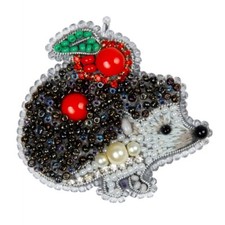 DIY Jewelry Making Beading kit Hedgehog Brooch Bead Embroidery Pin Needlepoint