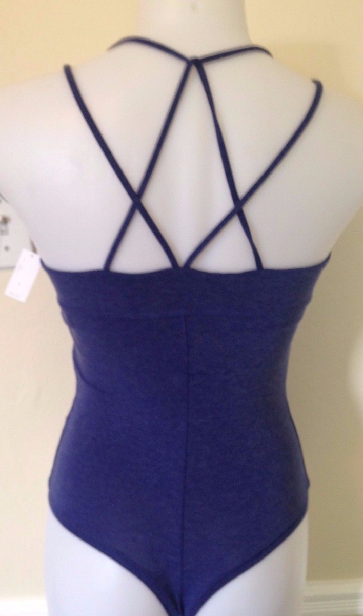 Womens GAP Fitted Stretch Bodysuit Scoop Back 3/4 Sleeve