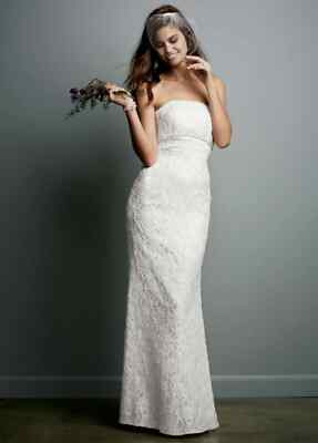 Galina SZ 12 Ivory Allover Beaded Lace Sheath Gown with Empire Waist STYLE S8551