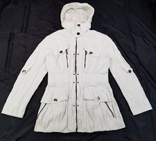 CREENSTONE SIZE 12UK M WOMENS WHITE LIGHTWEIGHT JACKET RAINCOAT CONCEALED HOOD