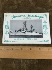 US Naval Ship Cover USS Mills DER-383 Vietnam War Era Christmas Post Card LOOK