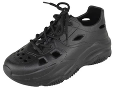 Top Moda Women Foam Sneakers Cut-out Arch Support Lightweight Lace Up TAVO Black