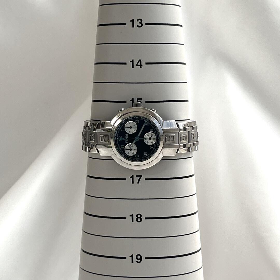 FENDI OROLOGI 4500L ZUCCA Chronograph Black Dial Silver FENDI OROLOGI 4500L ZUCCA Chronograph Black Dial Silver