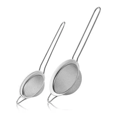 2 Pack Fine Mesh Strainers Mini Stainless Steel Strainer with Handle for Kitc...
