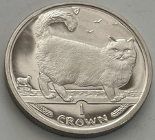 1998 Isle of Man Birman Cat 1 Crown Coin CuNi Brilliant Uncirculated Condition