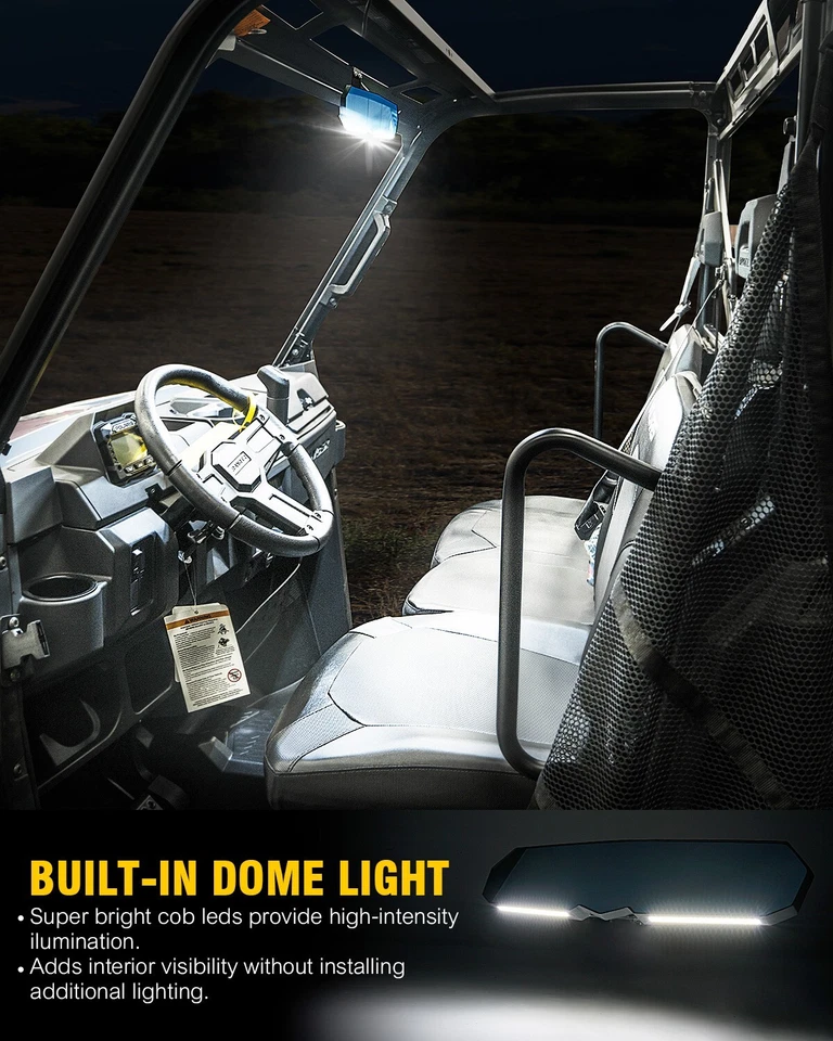 13-дюймовое центральное зеркало заднего вида для вездехода со светодиодными фарами для Polaris Ranger 570 900S XP 1000 - Изображение 2 из 4